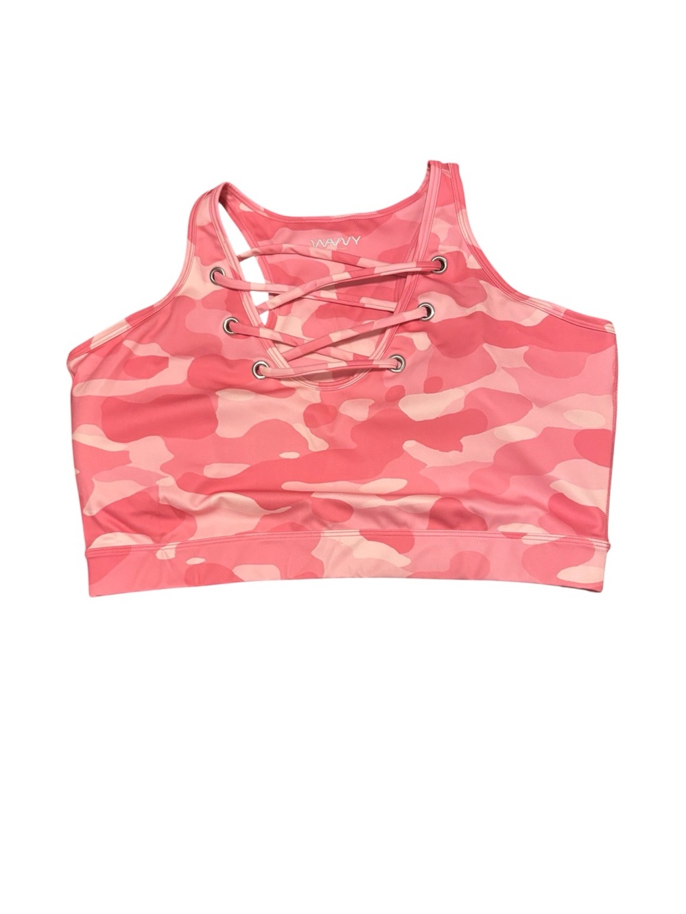 WVVY Pink Camouflage Lace Up Sports Bra